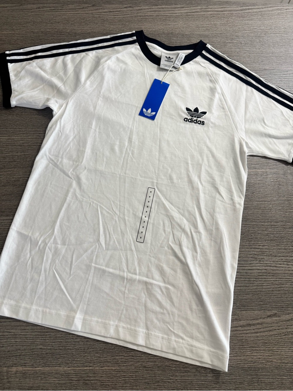 Adidas Originals Men's T-Shirt Trefoil Retro 3-Stripes Tee Size S White Black